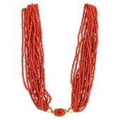 BEADED CORAL MULTI STRANDED NE