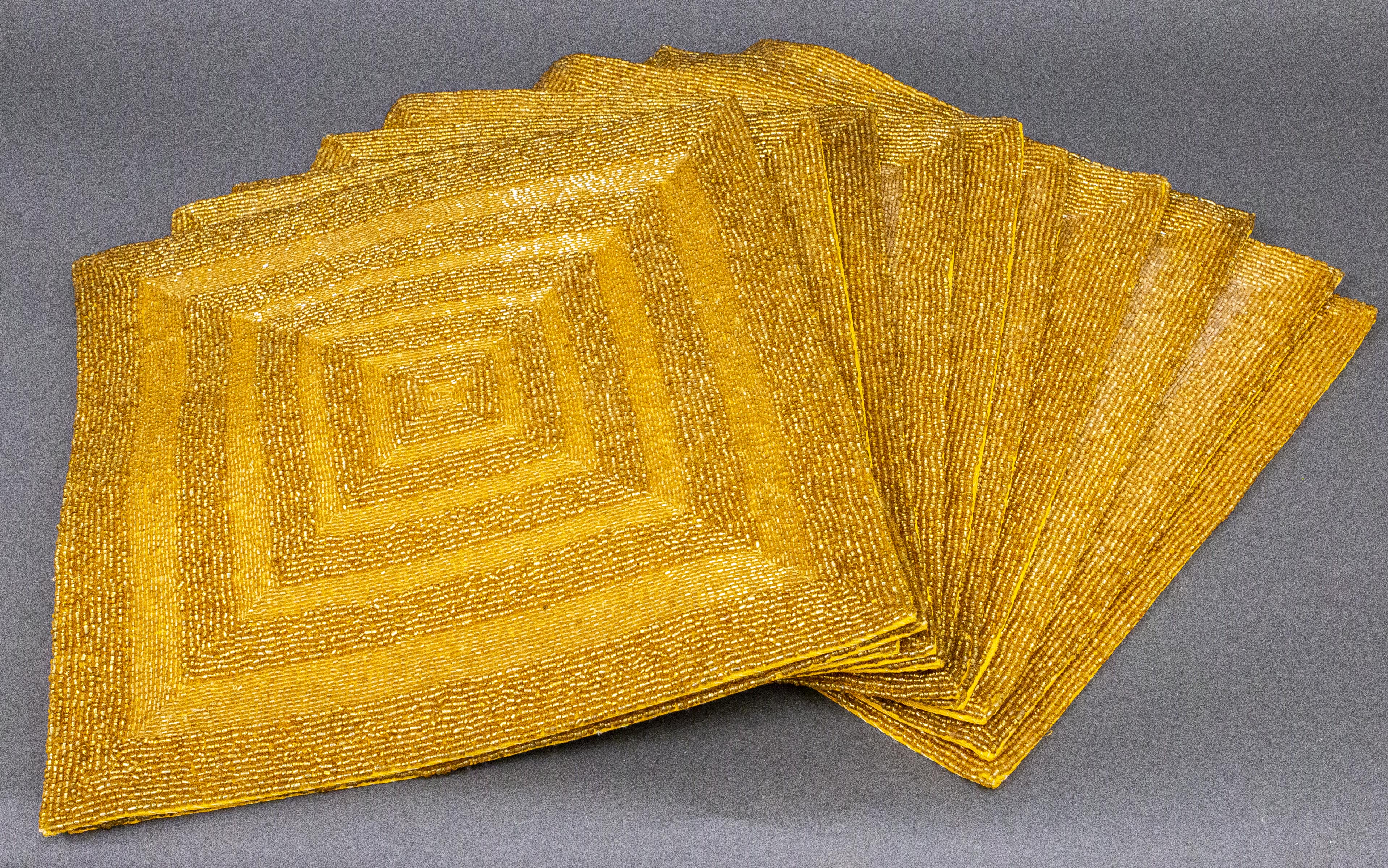 BEADED GLASS AND COTTON PLACEMENTS,