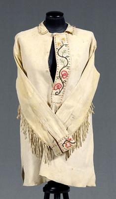 Beaded leather shirt, machine and