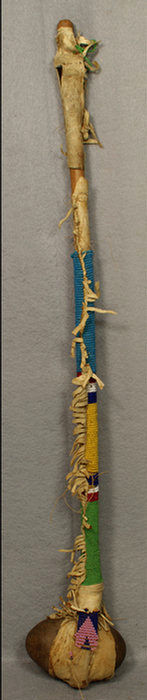 Beaded Native American war club,