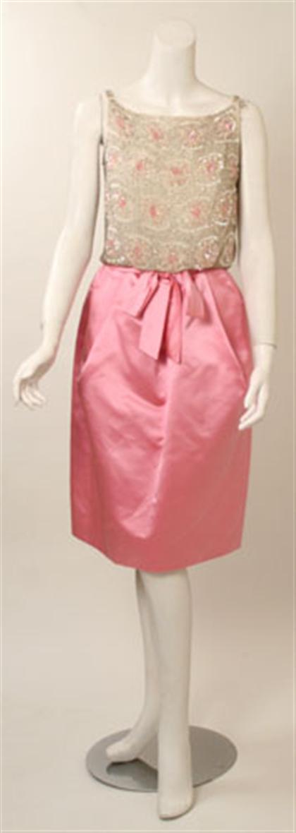 Beaded satin cocktail dress   