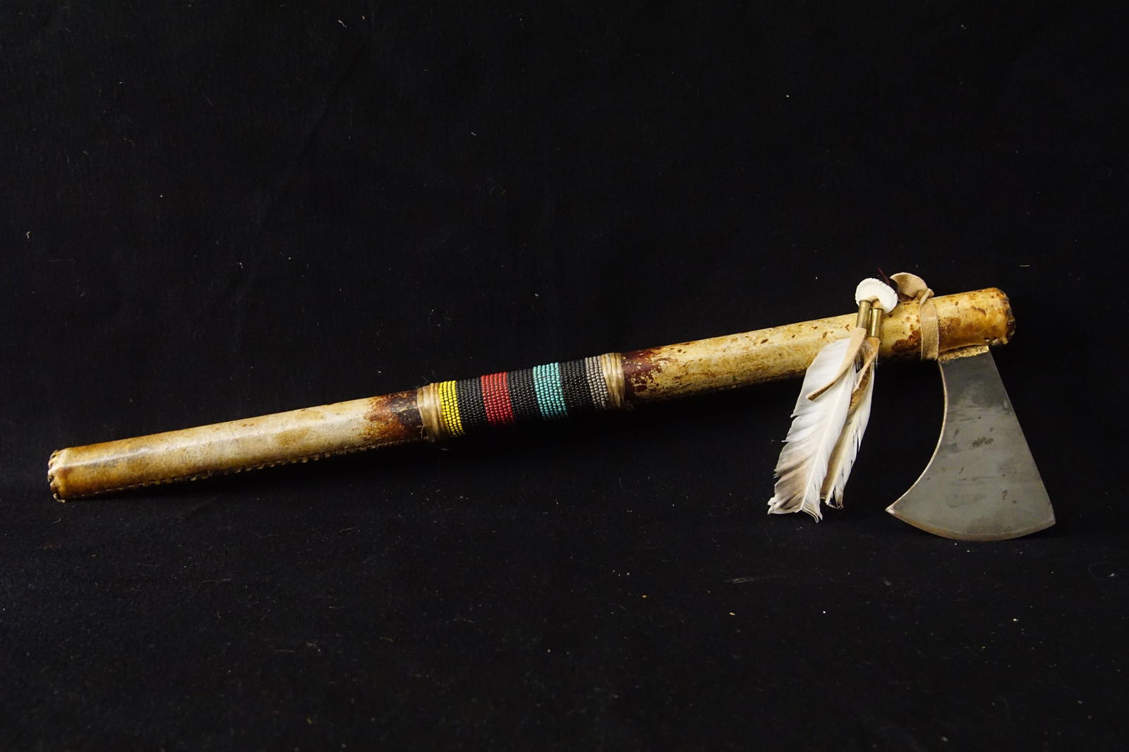 BEADED TOMAHAWK WITH LEATHER