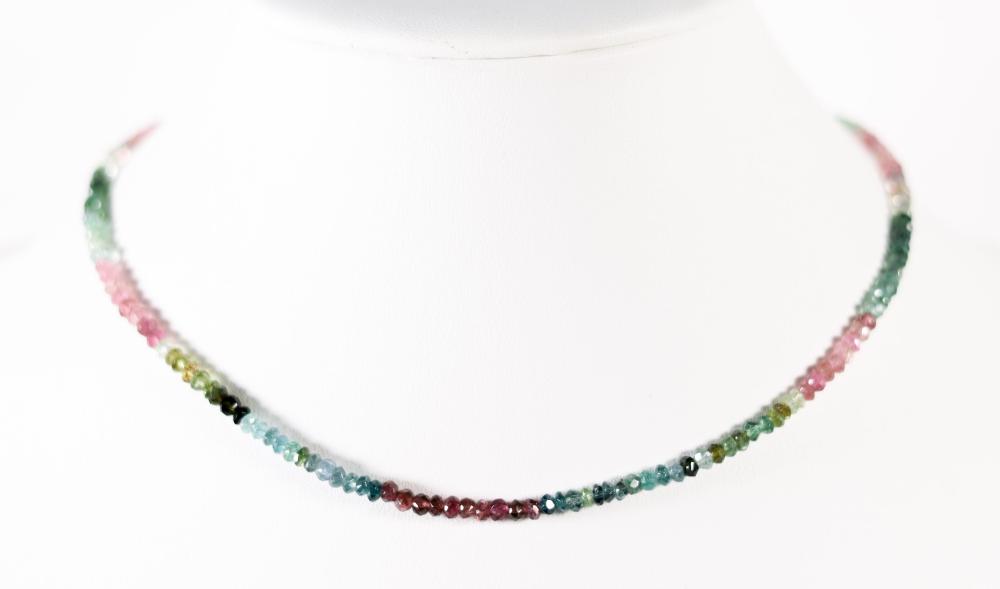 BEADED TOURMALINE NECKLACE 18KYG