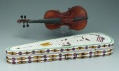 Beaded violin case, extensive
