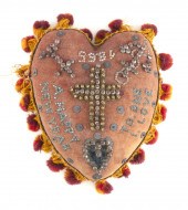 BEADWORK HEART-SHAPED CUSHION