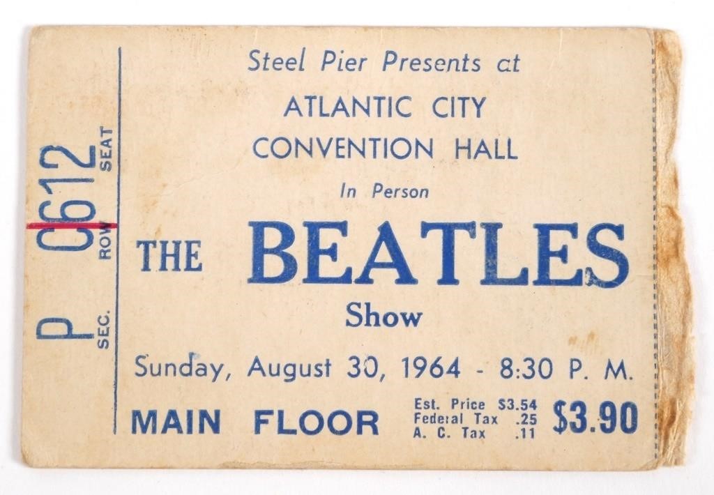 BEATLES TICKET STUB 1964August
