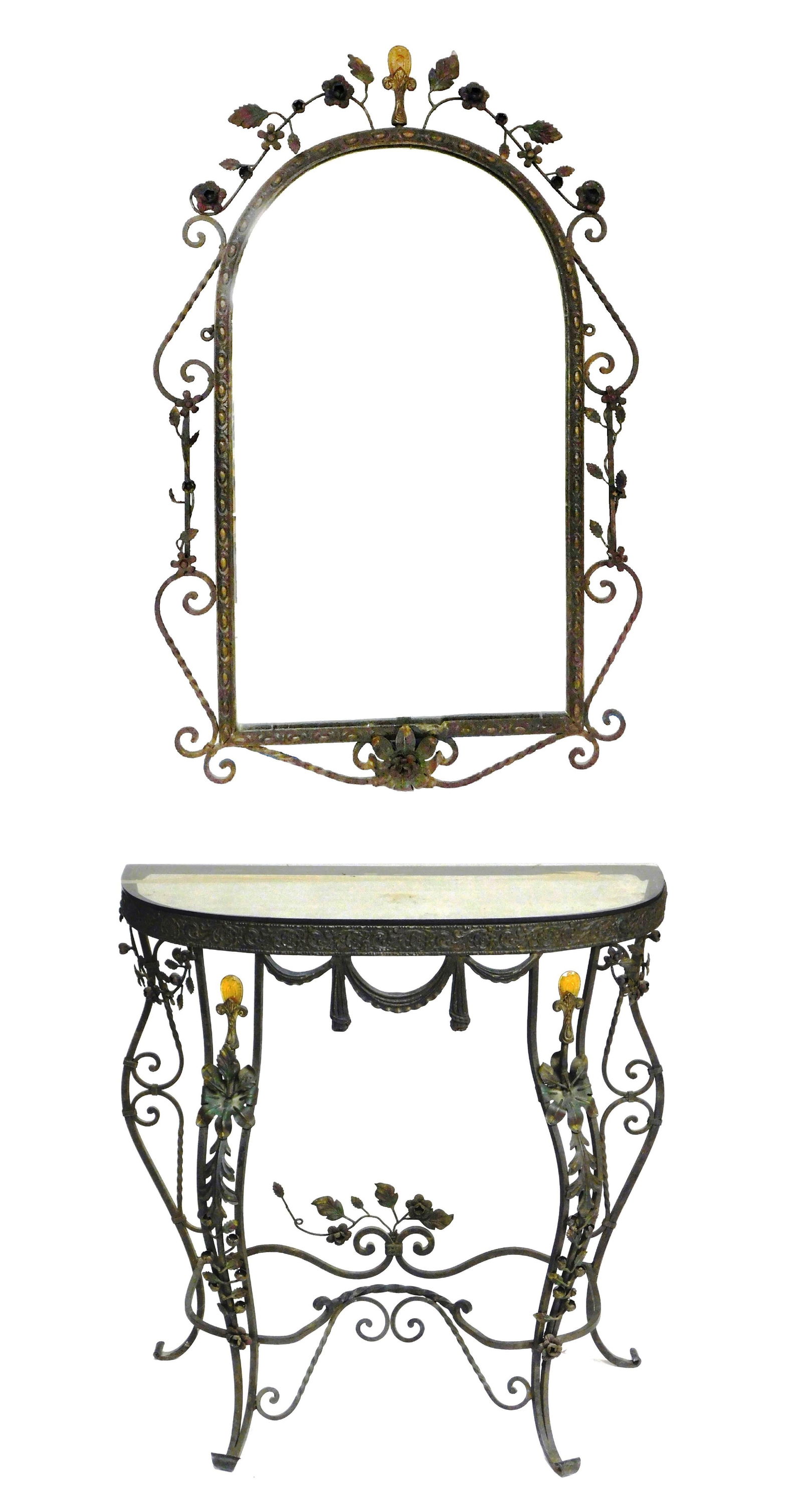 BEAUX-ARTS STYLE CAST IRON DEMILUNE