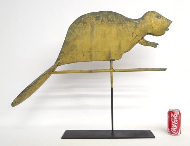 Beaver weathervane in worn gilt