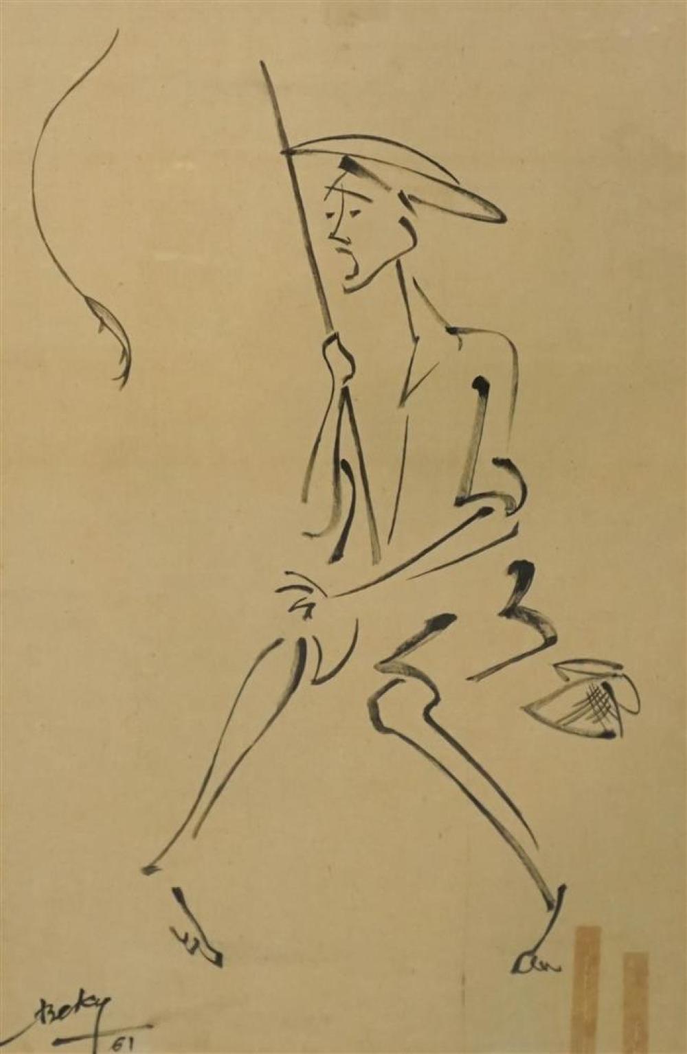 BECKEY, SEATED FISHERMAN, INK ON