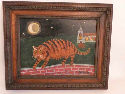 BEKWITH FOLK ART CAT PAINTING20th