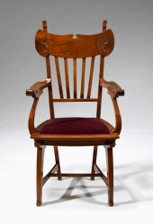 Belgian Art Nouveau walnut arm