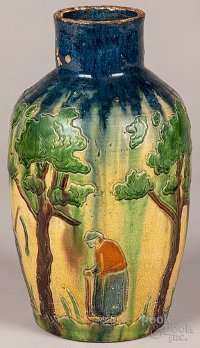 BELGIAN ART POTTERY VASE, CA.