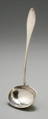 Belgian silver ladle, oval bowl and