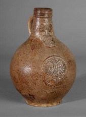 Bellarmine stoneware jug, 1658