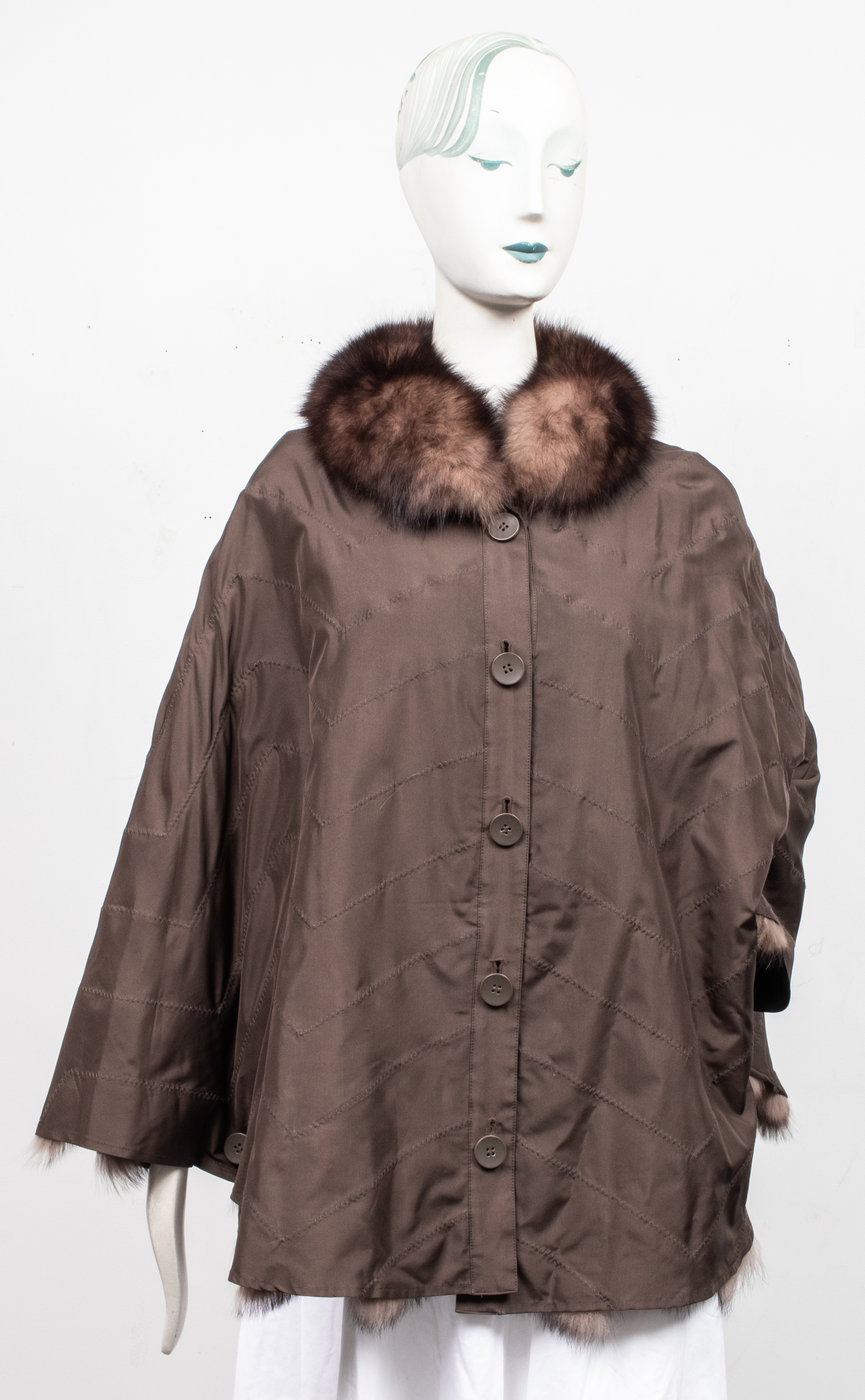 BELLE FARE FOX FUR LINED PONCHO