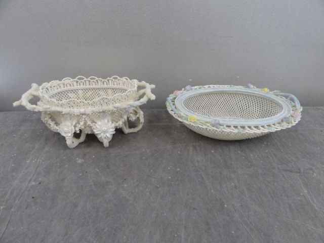 Belleek. 2 Reticulated Baskets -