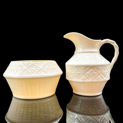 BELLEEK CERAMIC SUGAR BOWL AND