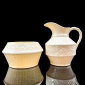 BELLEEK CERAMIC SUGAR BOWL AND