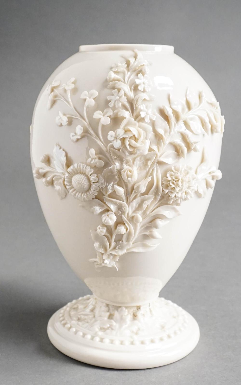 BELLEEK FLORAL ENCRUSTED