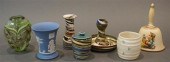 BELLEEK PLATES AND VASE, WEDGW