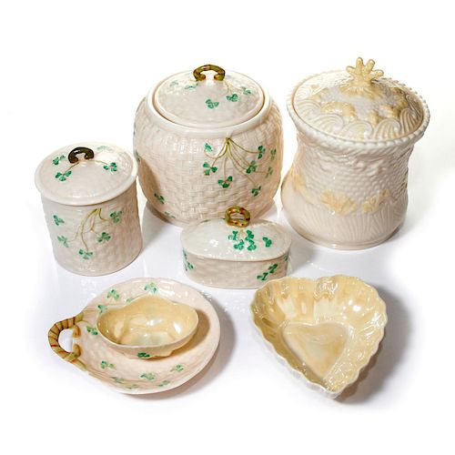 BELLEEK PORCELAIN, 7 PIECE