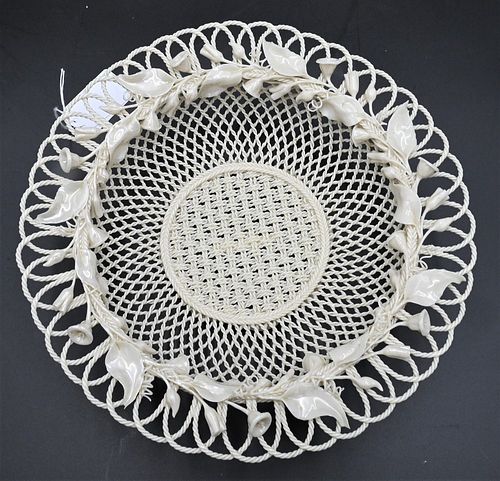 BELLEEK PORCELAIN BASKET, TWO