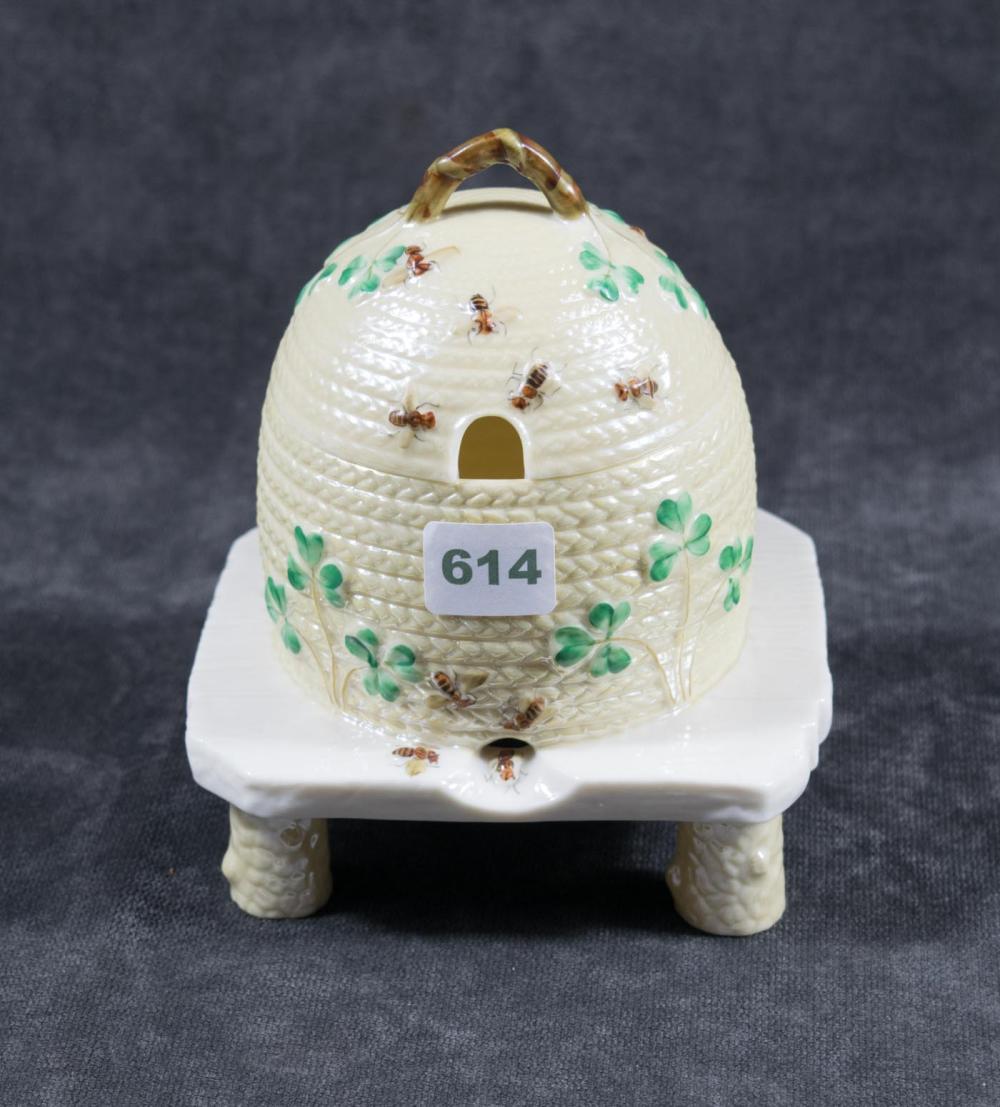 BELLEEK PORCELAIN BEE HIVE, CIRCA