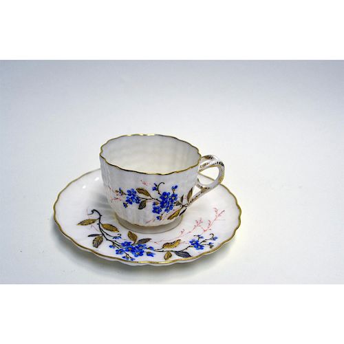 BELLEEK PORCELAIN CUP & SAUCER