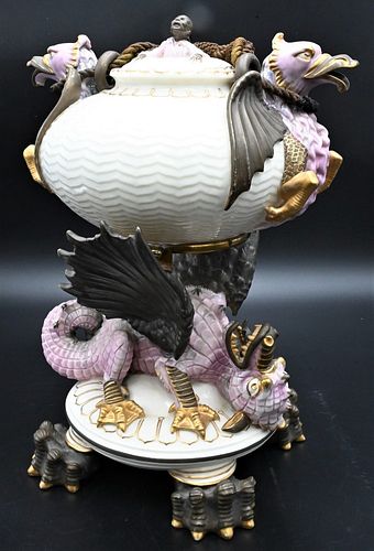 BELLEEK PORCELAIN FIGURAL KETTLE