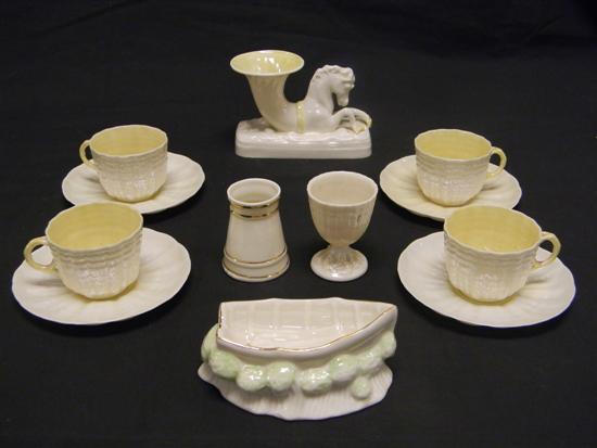 Belleek porcelain including four