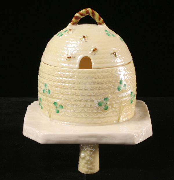 Belleek porcelain lidded honey