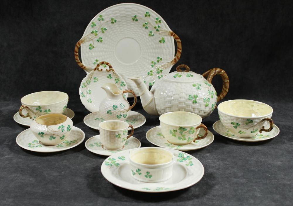 BELLEEK PORCELAIN SHAMROCK TEA