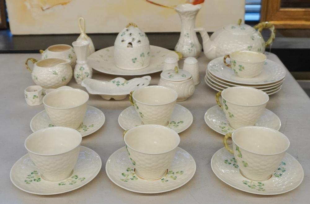 BELLEEK PORCELAIN TEA SET AND OTHER