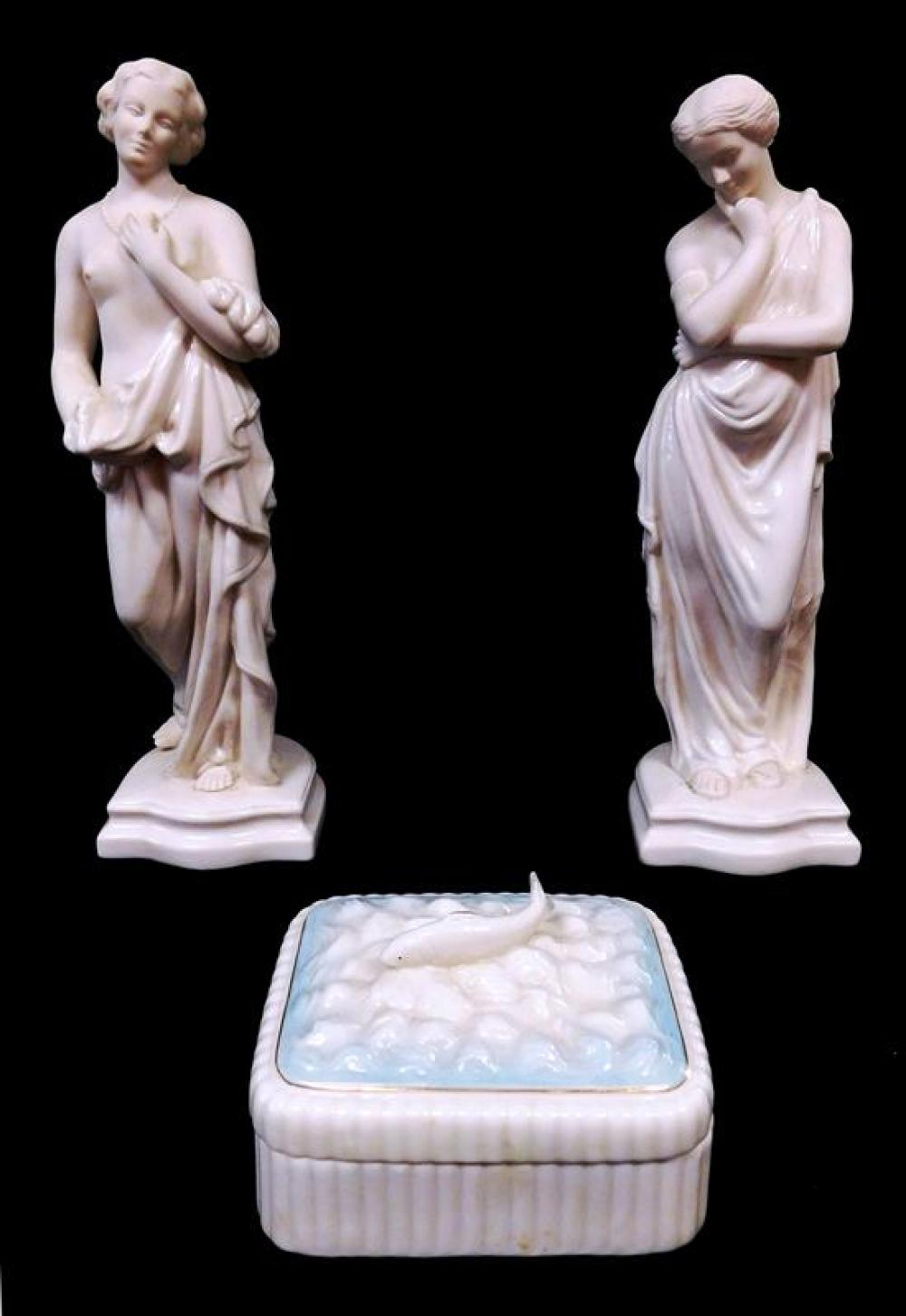 BELLEEK PORCELAIN, THREE PIECES: