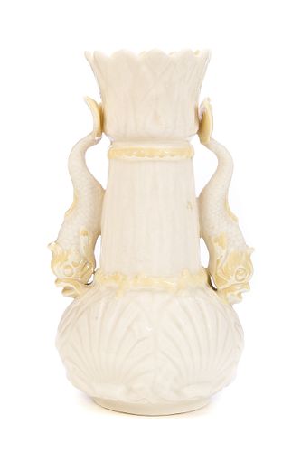 BELLEEK PORCELAIN VASE FISH