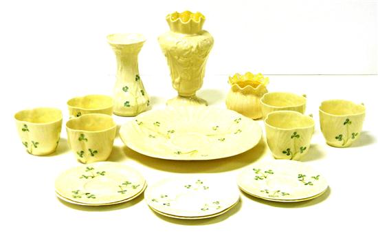 Belleek  sixteen pieces  green