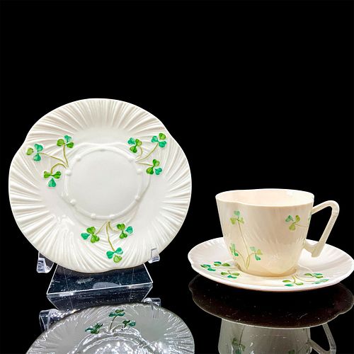 BELLEEK TEA TRIO, SHAMROCKA