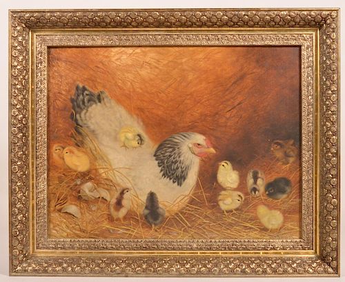 BEN AUSTRIAN PAINTING HEN WITH 11