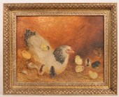 BEN AUSTRIAN PAINTING HEN WITH