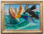 BEN BENN "BIRDS & FISH" OIL ON