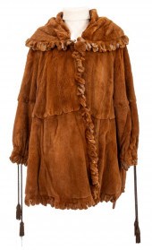 BEN KAHN HOODED FUR COAT Ben K