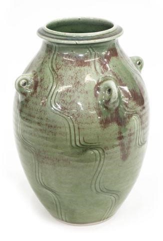 BEN OWEN III LARGE GREEN GLAZED ART