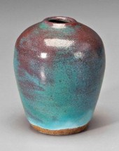 Ben Owen red and blue glaze va