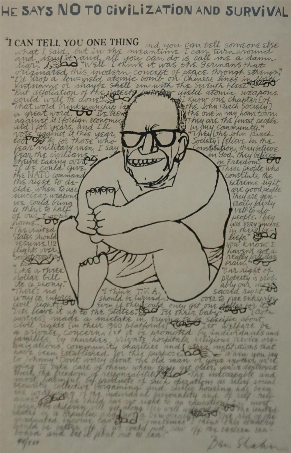BEN SHAHN (AMERICAN 1898-1969), 'HE