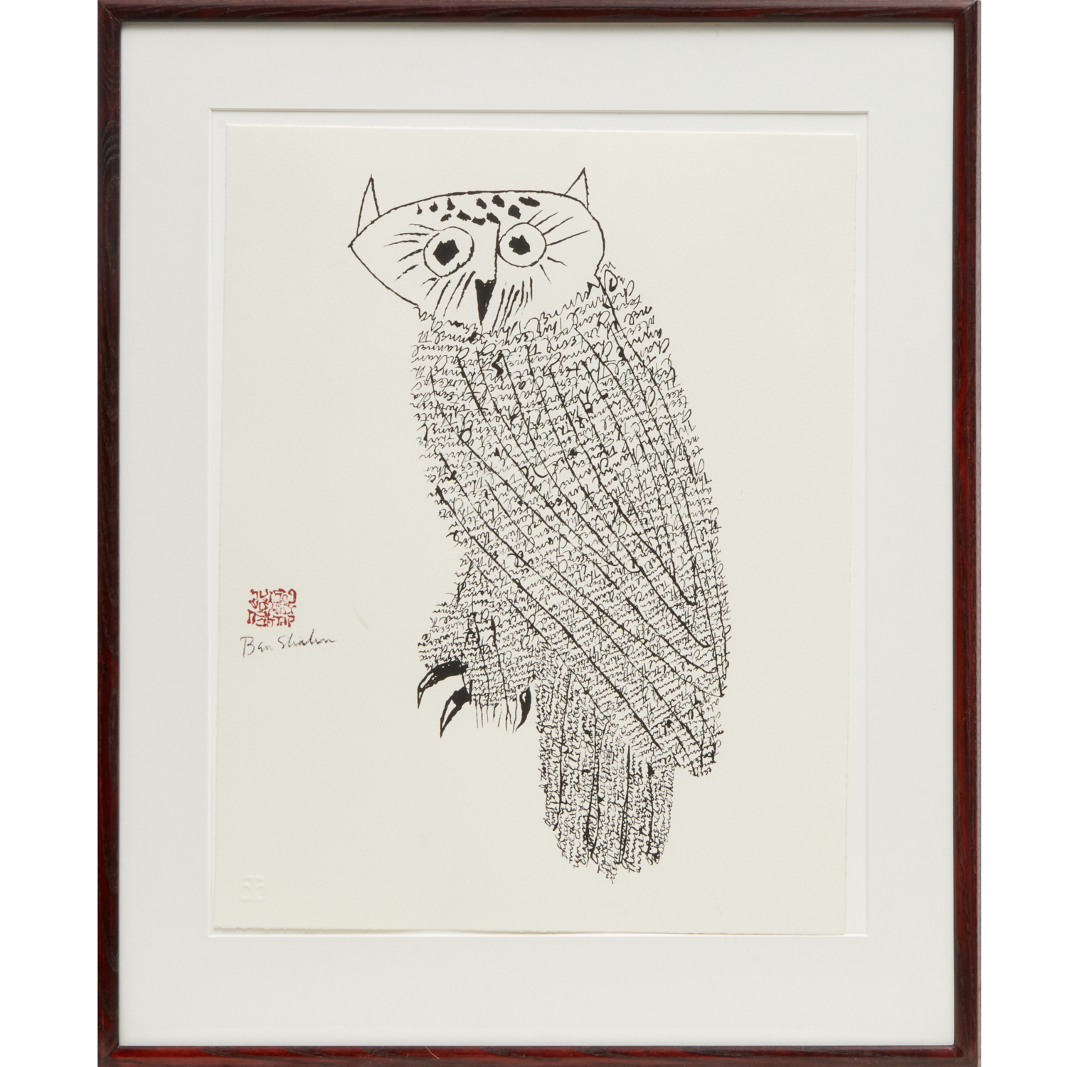BEN SHAHN, OWL LITHOGRAPH Ben Shahn
