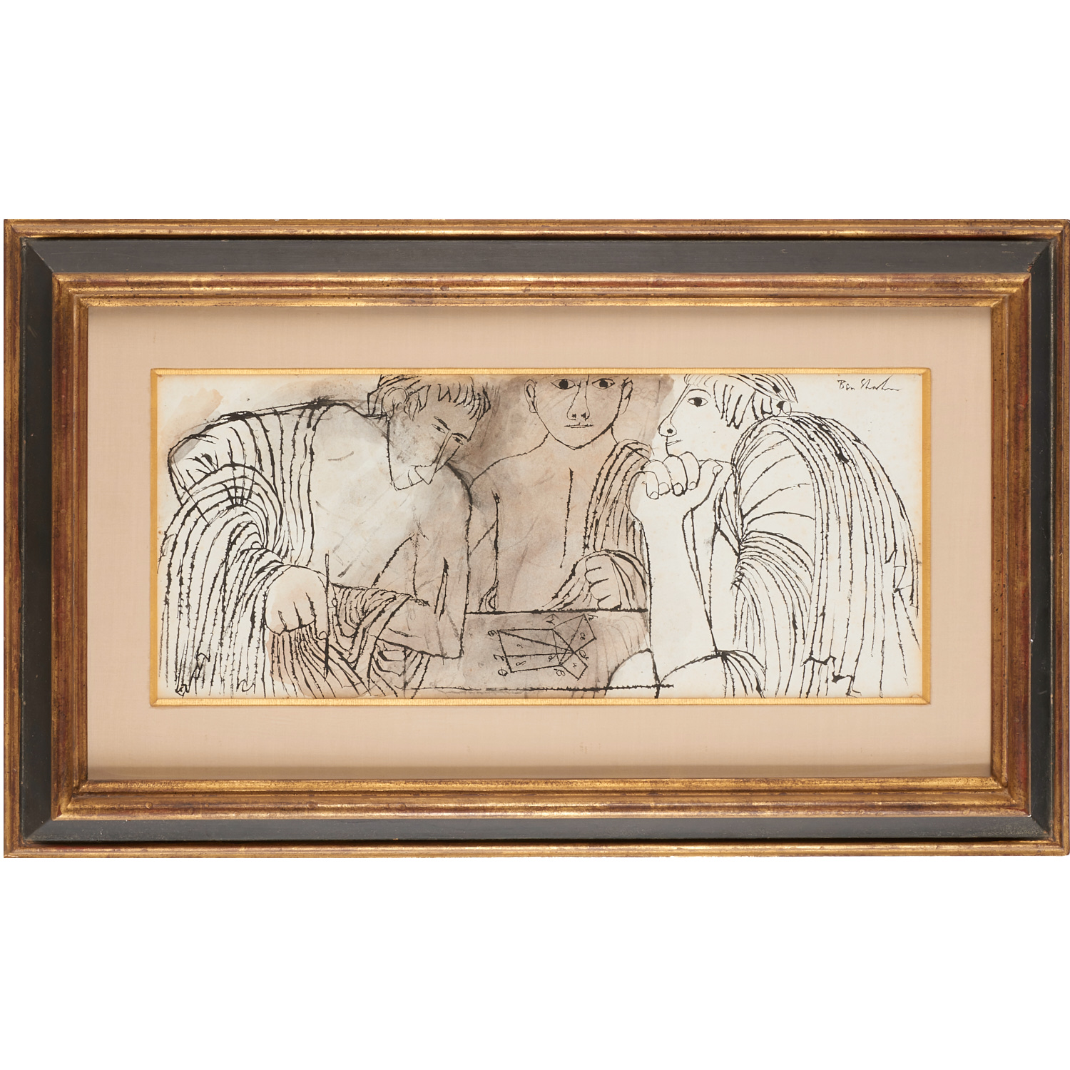 BEN SHAHN, PEN AND INK WASH ON