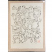 BEN SHAHN, UNIQUE CRAYON RUBBI