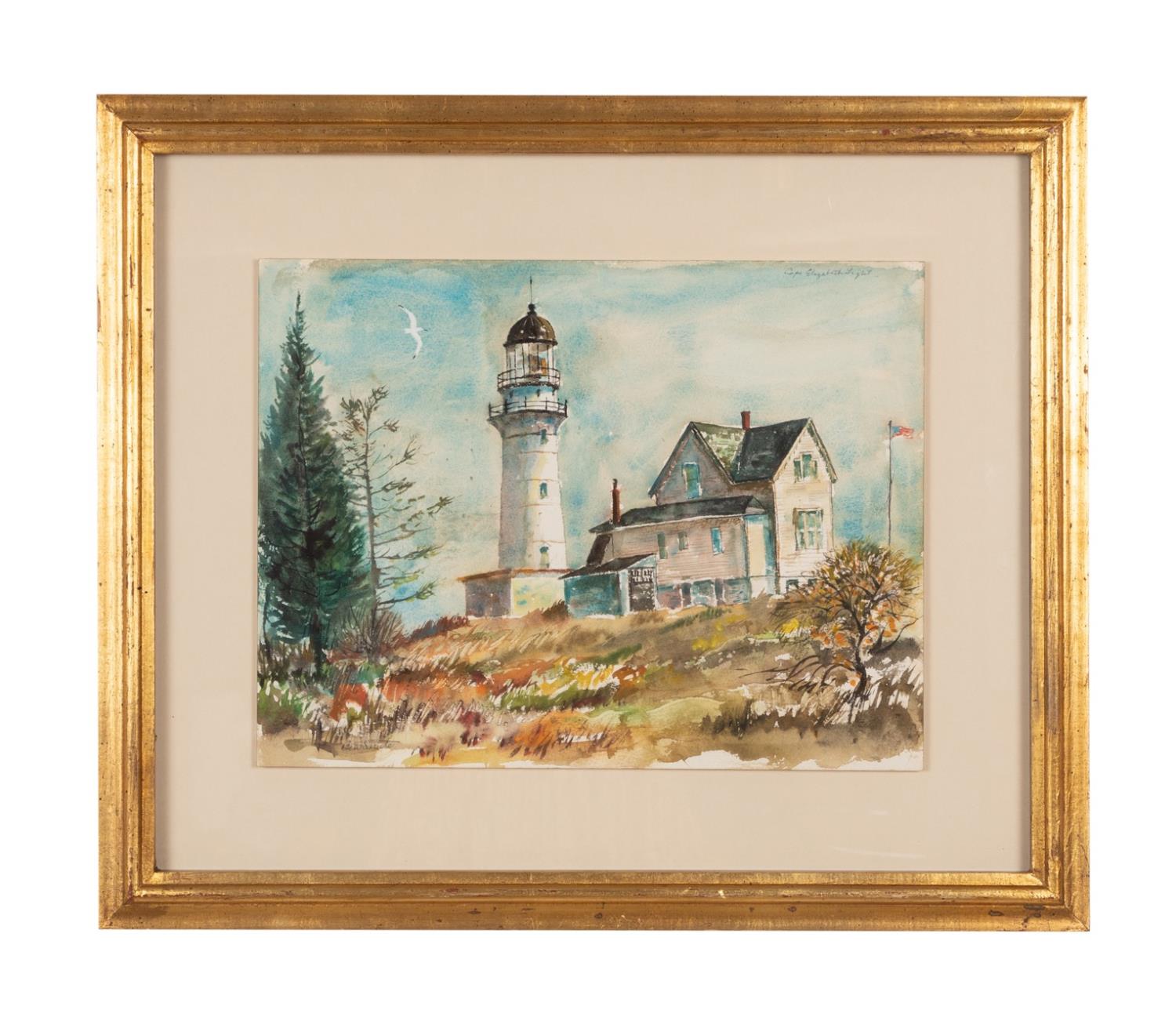 BEN SHUTE "CAPE ELIZABETH LIGHT" WC
