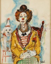 BEN SHUTE, CLOWN WITH DOG, WAT