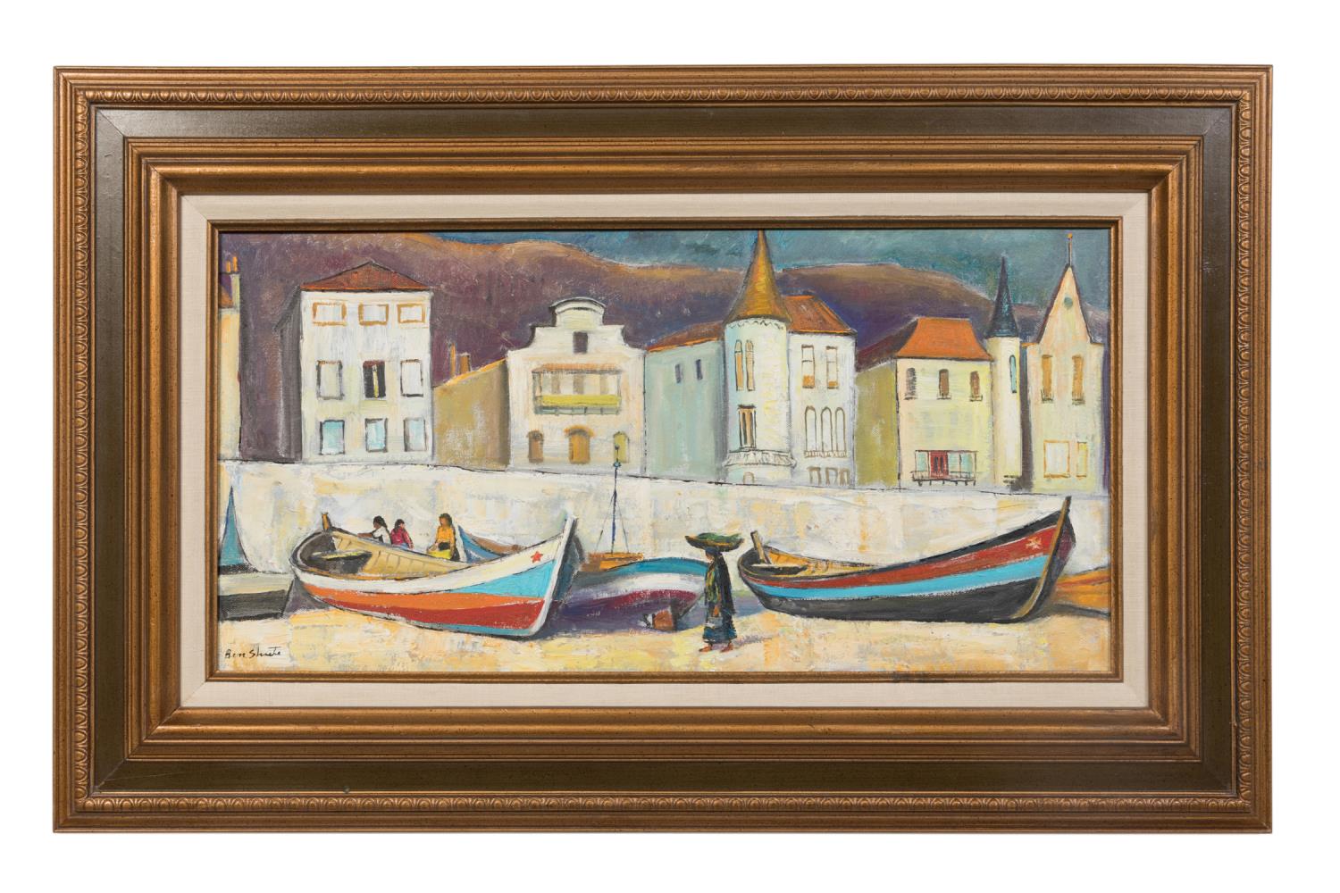 BEN SHUTE, "NAZARE BEACH" OIL ON